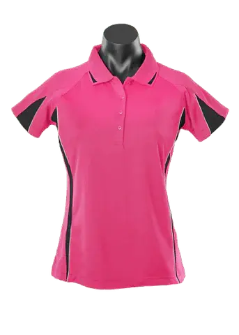 Aussie Pacific Eureka Ladies Polo Shirt 2304 Casual Wear Aussie Pacific Hot Pink/Black/White 8